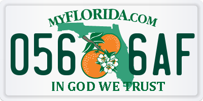 FL license plate 0566AF