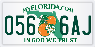 FL license plate 0566AJ