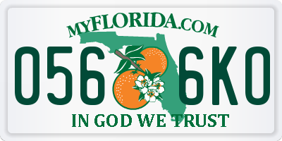 FL license plate 0566KO