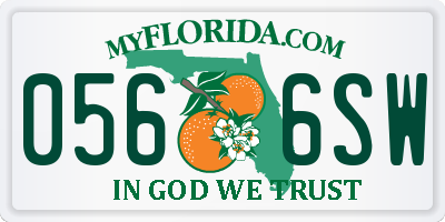FL license plate 0566SW