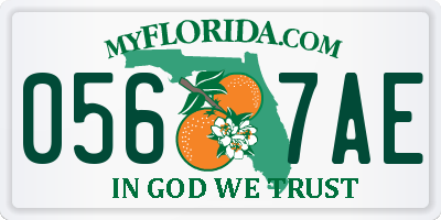 FL license plate 0567AE
