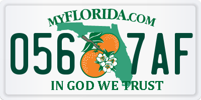 FL license plate 0567AF
