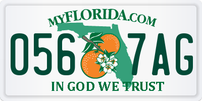 FL license plate 0567AG