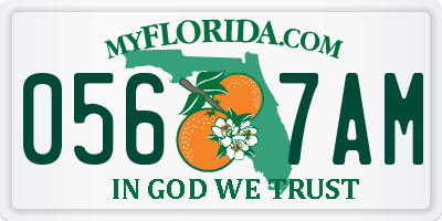 FL license plate 0567AM