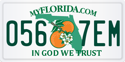 FL license plate 0567EM
