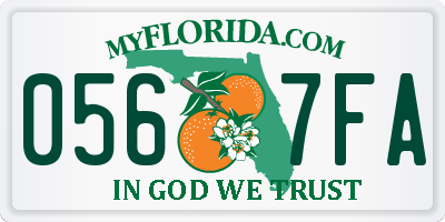 FL license plate 0567FA