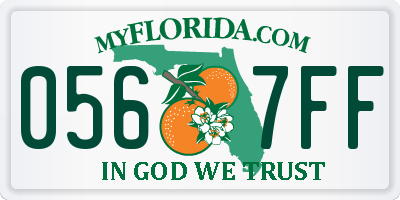 FL license plate 0567FF