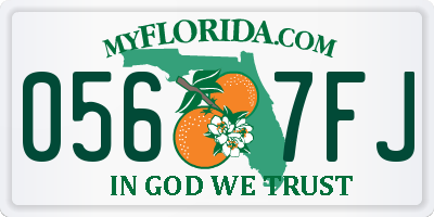 FL license plate 0567FJ