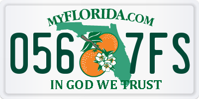 FL license plate 0567FS