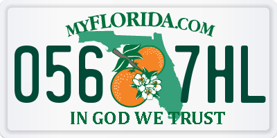 FL license plate 0567HL