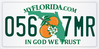 FL license plate 0567MR