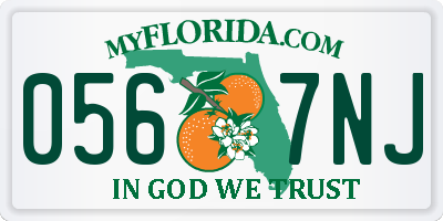 FL license plate 0567NJ