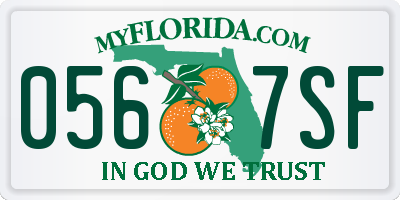 FL license plate 0567SF