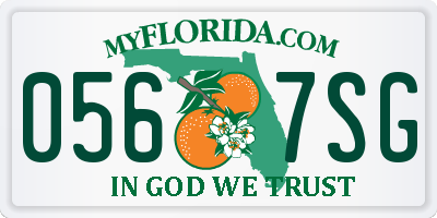 FL license plate 0567SG