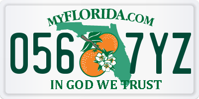FL license plate 0567YZ