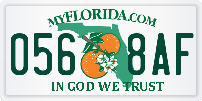 FL license plate 0568AF