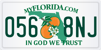 FL license plate 0568NJ