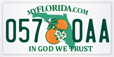 FL license plate 0570AA