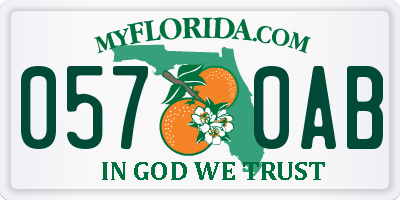 FL license plate 0570AB