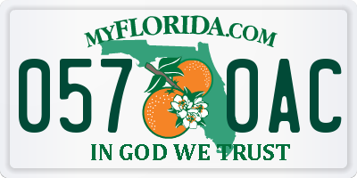 FL license plate 0570AC