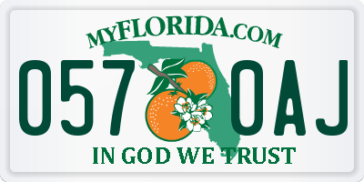 FL license plate 0570AJ