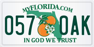 FL license plate 0570AK