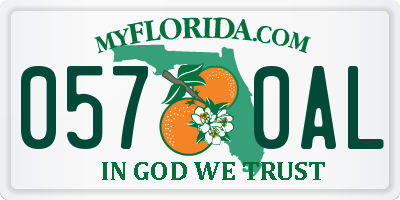 FL license plate 0570AL