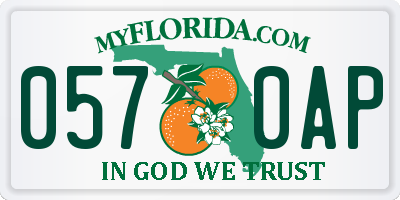 FL license plate 0570AP