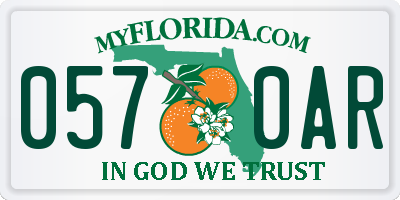 FL license plate 0570AR