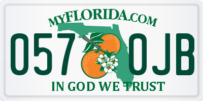 FL license plate 0570JB