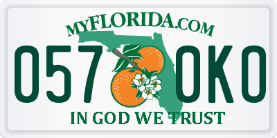 FL license plate 0570KO