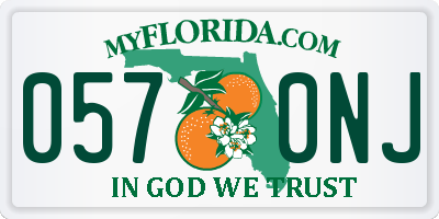 FL license plate 0570NJ