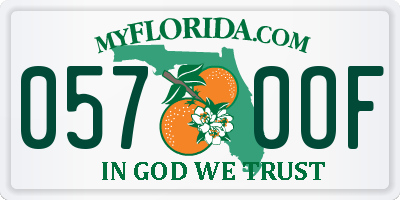 FL license plate 0570OF