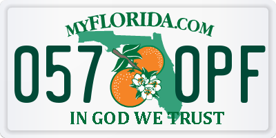 FL license plate 0570PF