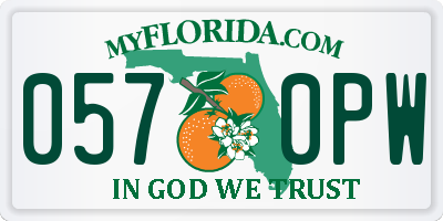 FL license plate 0570PW