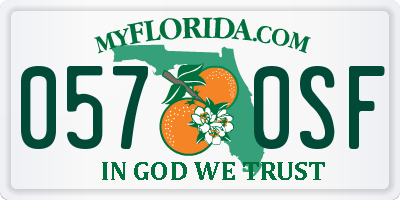 FL license plate 0570SF