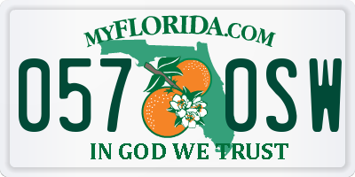 FL license plate 0570SW