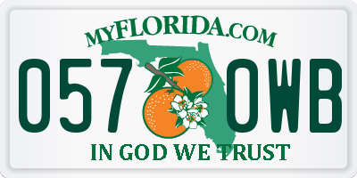 FL license plate 0570WB