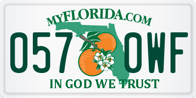 FL license plate 0570WF
