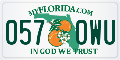 FL license plate 0570WU
