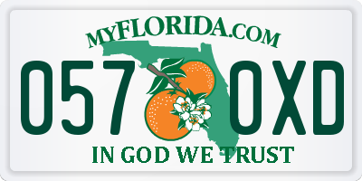 FL license plate 0570XD