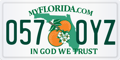 FL license plate 0570YZ