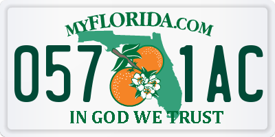 FL license plate 0571AC