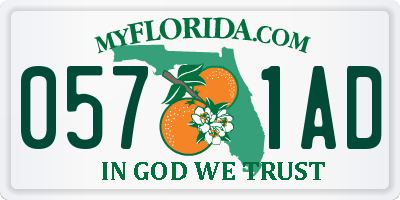 FL license plate 0571AD