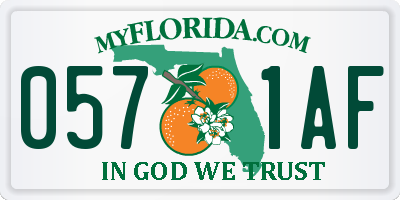FL license plate 0571AF