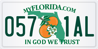 FL license plate 0571AL