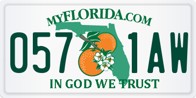 FL license plate 0571AW