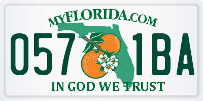 FL license plate 0571BA