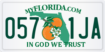 FL license plate 0571JA