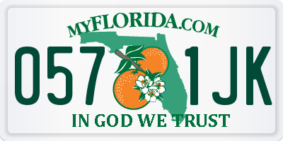 FL license plate 0571JK